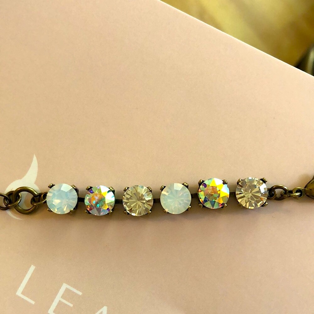 White Opal + Aurora Borealis Crystal Bracelet - Picture 14 of 16